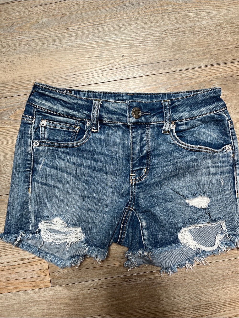 American Eagle Outfitters Distressed Denim Shorts - Blue